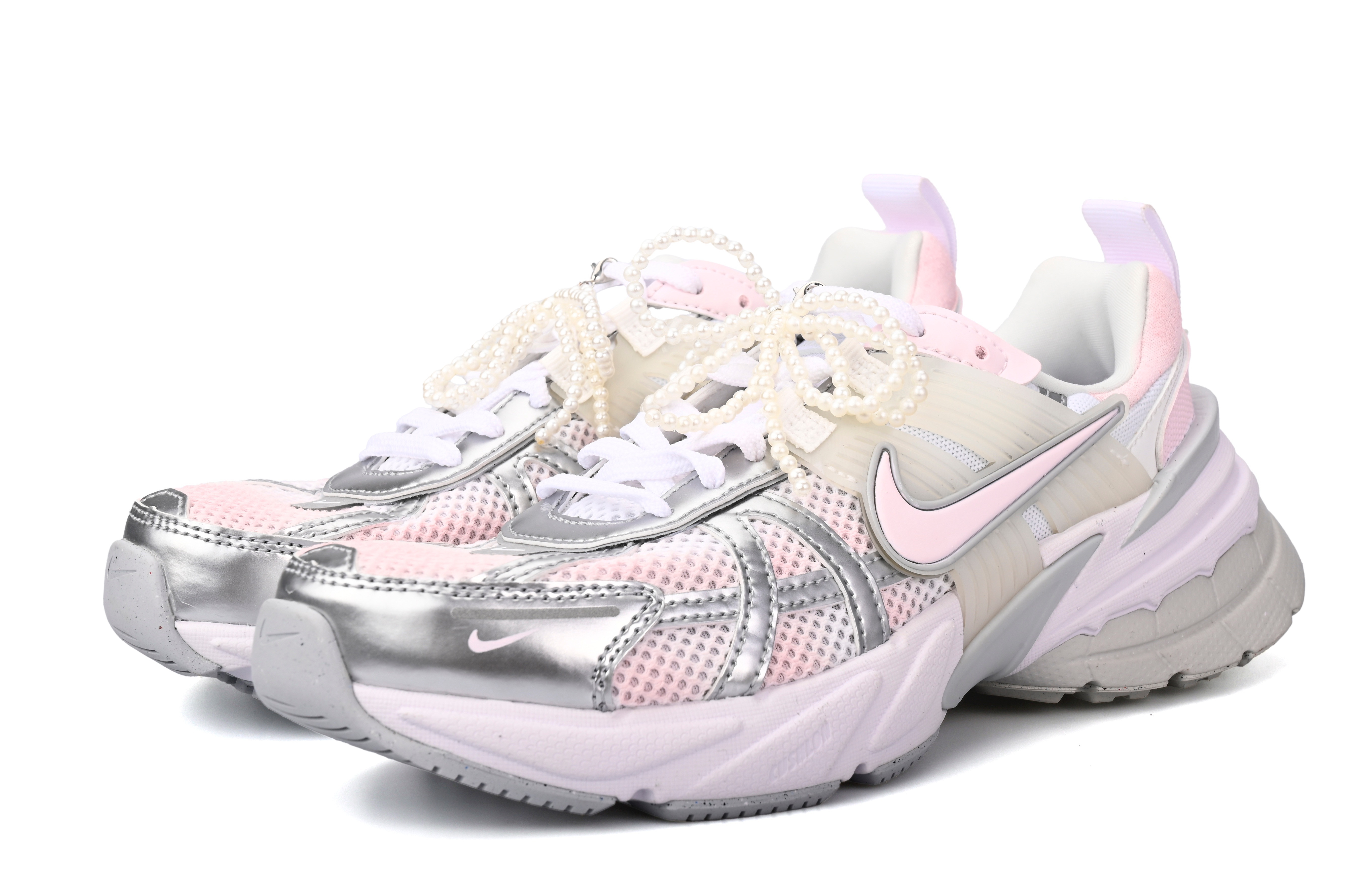 Nike V2K Run Abrasion Resistant Breathable Low top Running Shoes Women’s Pink Silver