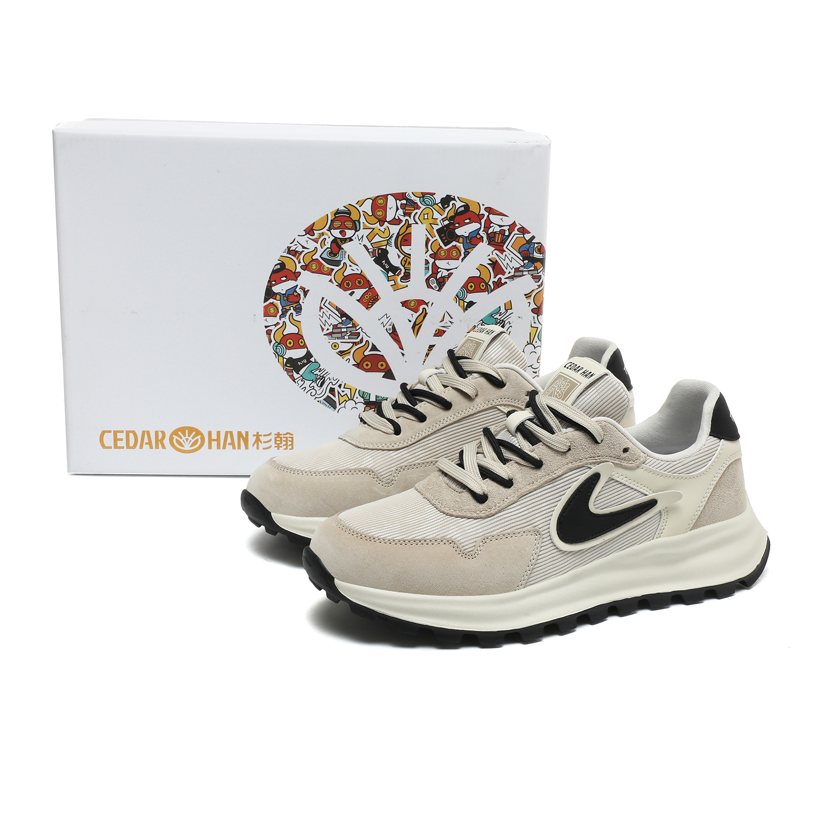 CEDAR HAN Mesh Cushioning Slip Resistant Abrasion Resistant Coverage Height Increasing Rebound Low top Running Shoes