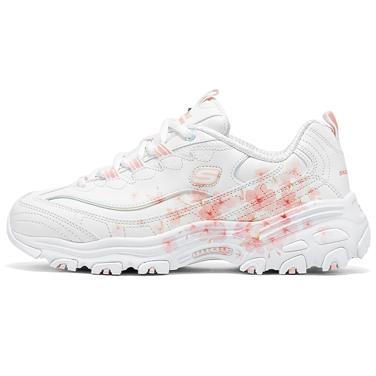 Женские кроссовки Skechers D'LITES 1.0 (бело-розовые)