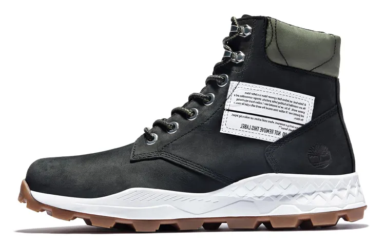 Timberland 6 Inch Brooklyn Side Zip Boots 'Black Nubuck With Green Padded Collar'