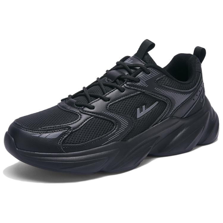 Warrior Textile, Synthetic Leather Slip Resistant Abrasion Resistant Low top Running Shoes Unisex All Black