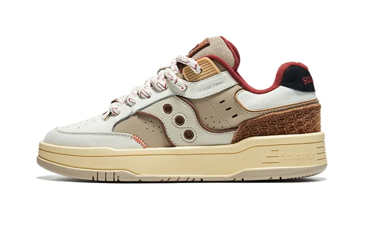 Saucony CNY Cow Leather Slip Resistant, Abrasion Resistant, Breathable Low top Skateboard Shoes Unisex Beige Brown
