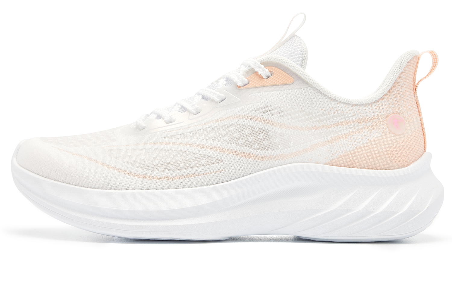QIAODAN Cushioning Slip Resistant Abrasion Resistant Low top Casual Running Shoes Women’s White Orange