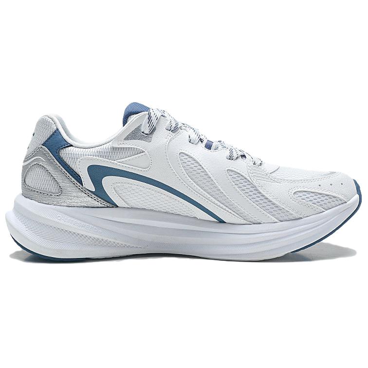 QIAODAN Slip Resistant Abrasion Resistant Low top Casual Running Shoes Men’s White Silver