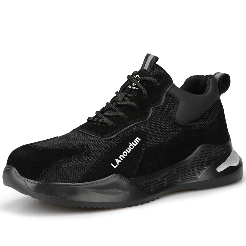 LANOUDUN Safety Shoes Men’s Impact Resistant Fabric Cushioning Rebound Impact Resistant Lightweight Low top