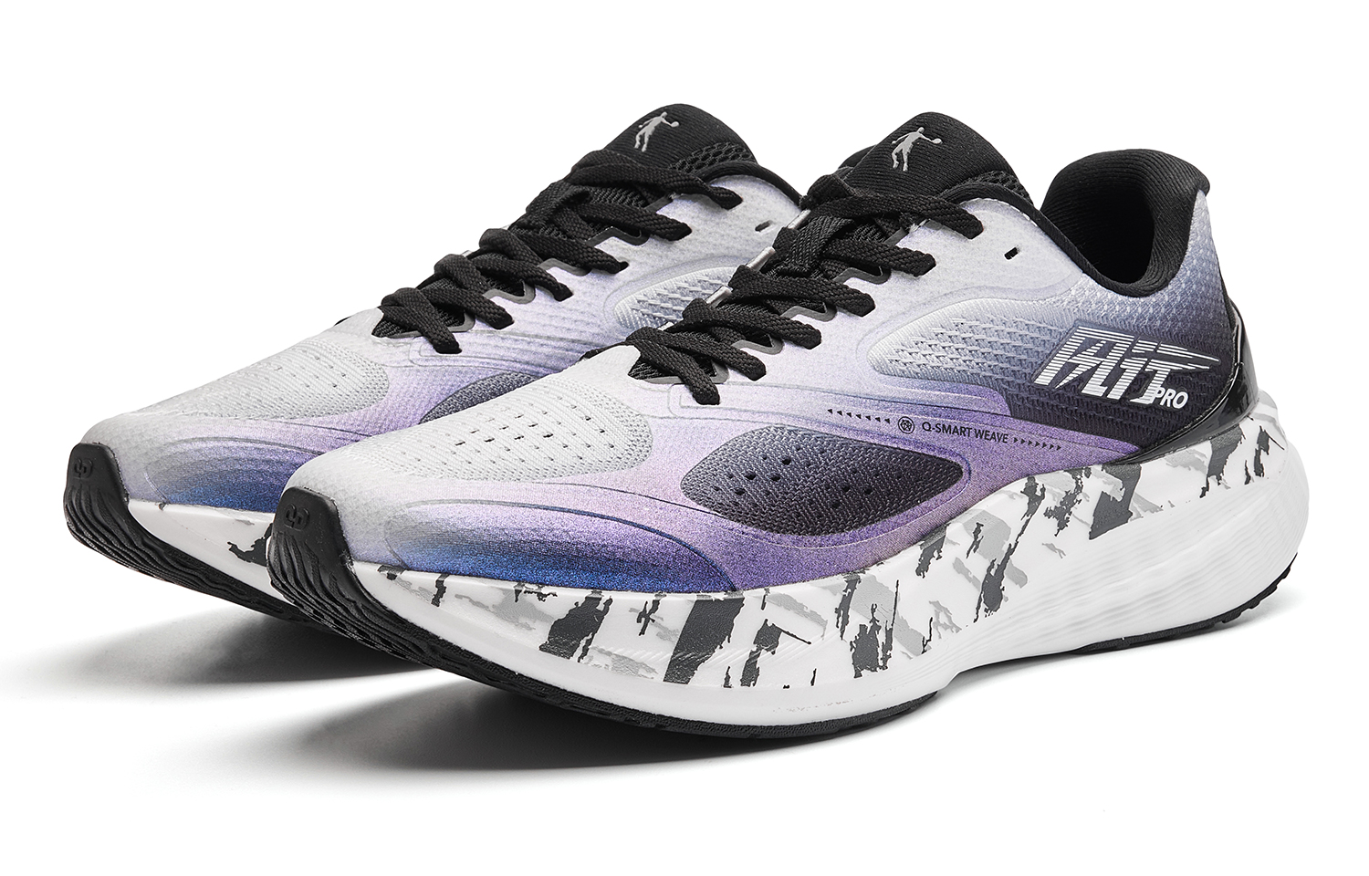 QIAODAN Wind Popular PRO Cushioning Slip Resistant Abrasion Resistant Low top Running Shoes Men’s Jordan White Black