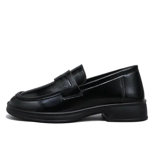 Warrior retro British style, thick sole increased by 5CM, Japanese sweet JK college style, versatile for dating and commuting, French Hepburn style high-end women's casual shoes, glossy lace-up small leather shoes, loafers, 3.5CM, women's black