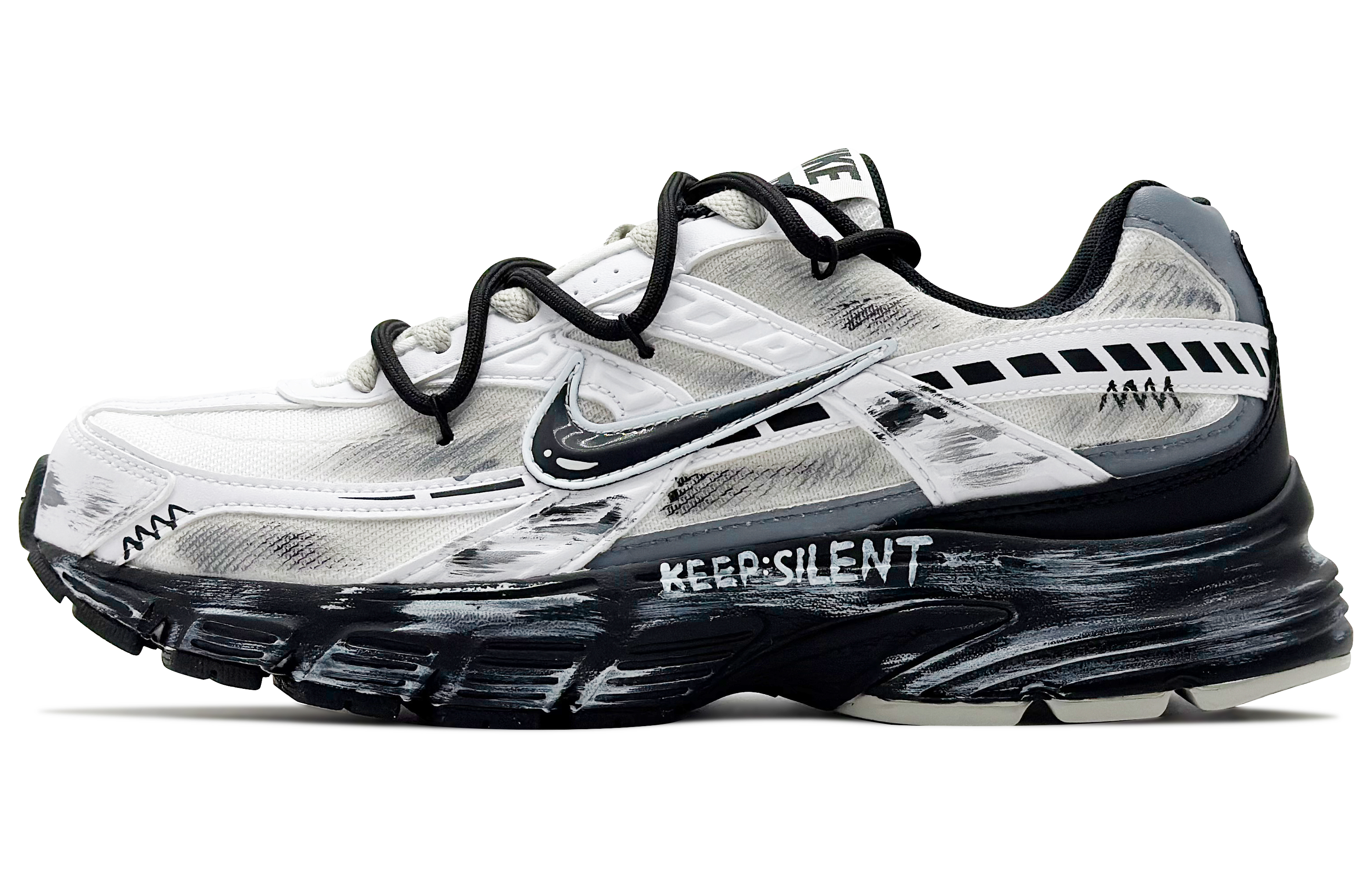 Nike Initiator Abrasion Resistant Low top Casual City Commuting Running Shoes Men’s Black White Gray