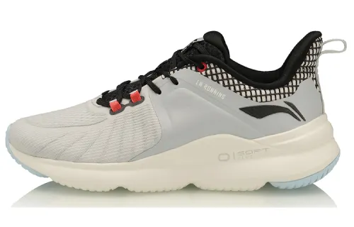 Li Ning SOFT PLUS Cushioning Breathable Low top Running Shoes Unisex Black Gray