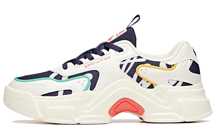 ANTA Chunky Sneakers Women's Low Top White/Black/Yellow