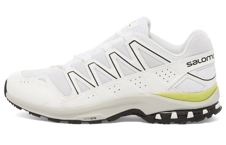 SALOMON Mesh, Textile Cushioning Slip Resistant Abrasion Resistant Lightweight Low top Running Shoes Men’s White Green