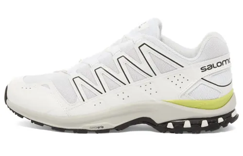 SALOMON Mesh, Textile Cushioning Slip Resistant Abrasion Resistant Lightweight Low top Running Shoes Men's White Green