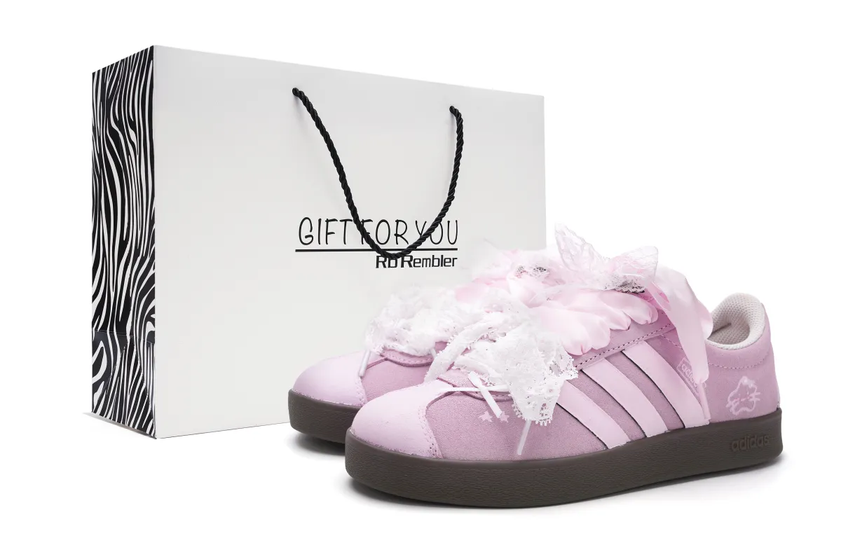 Adidas VL COURT 2.0 Slip Resistant Low top Skateboard Shoes Unisex Pink