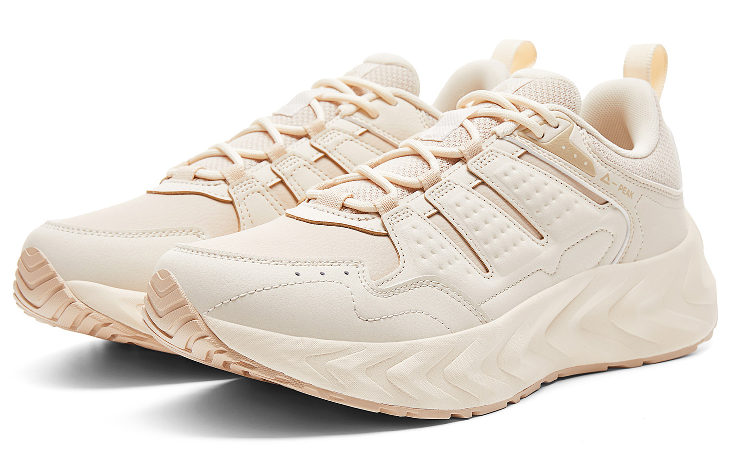 PEAK Synthetic Leather, Textile Cushioning Rebound Abrasion Resistant Breathable Low top Casual Running Shoes Men’s