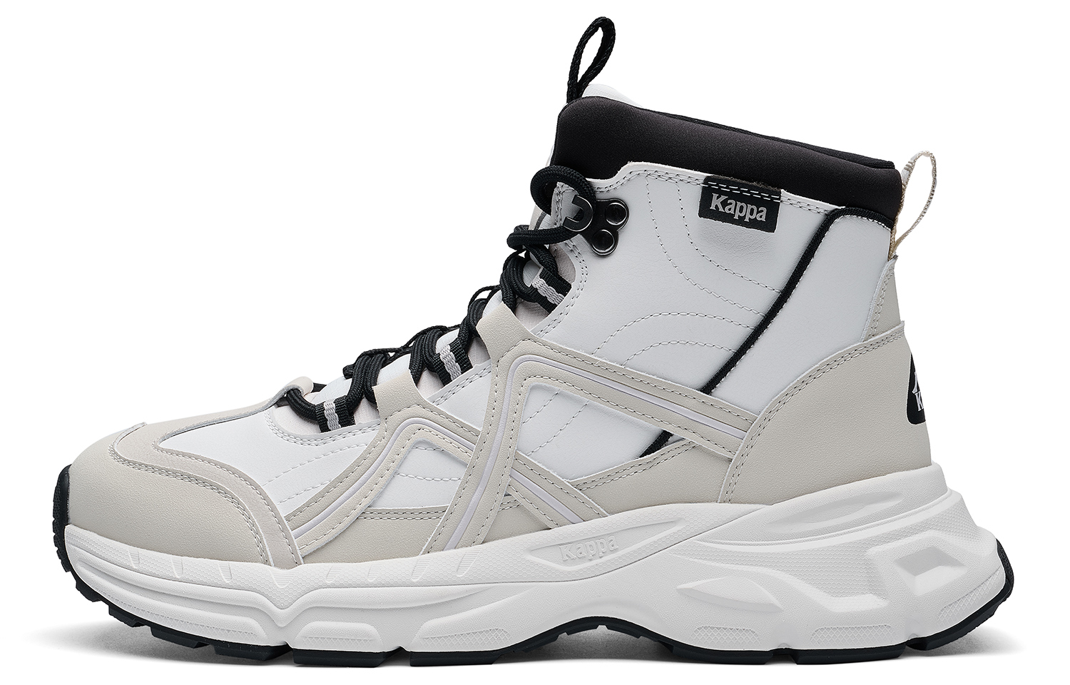 Kappa Slip Resistant Abrasion Resistant Coverage High top Outdoor Shoes Unisex Black White