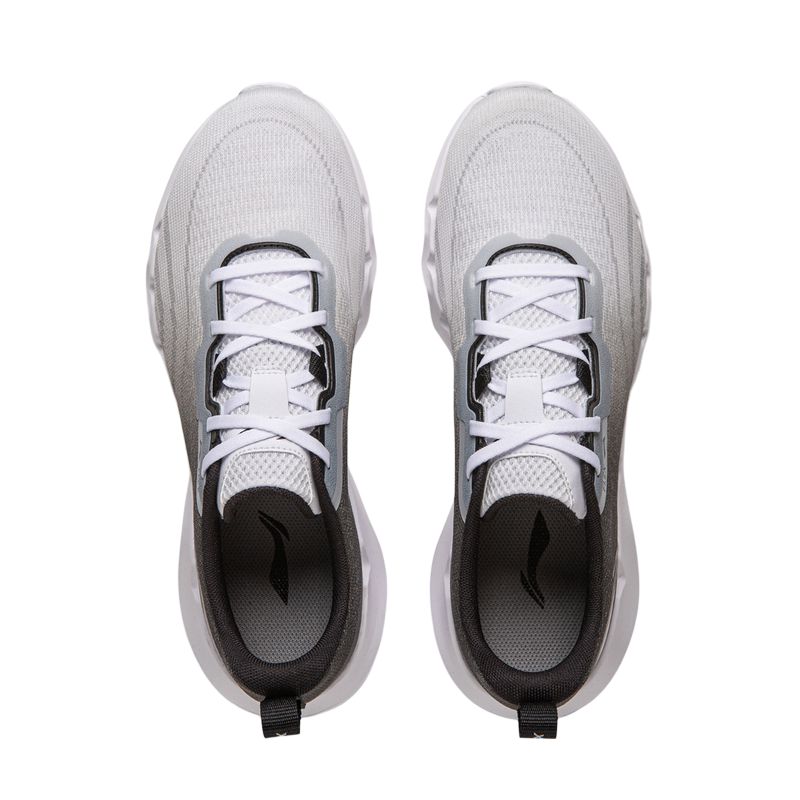 Li Ning Cushioning Slip Resistant Low top Casual Running Shoes Men’s Gray White