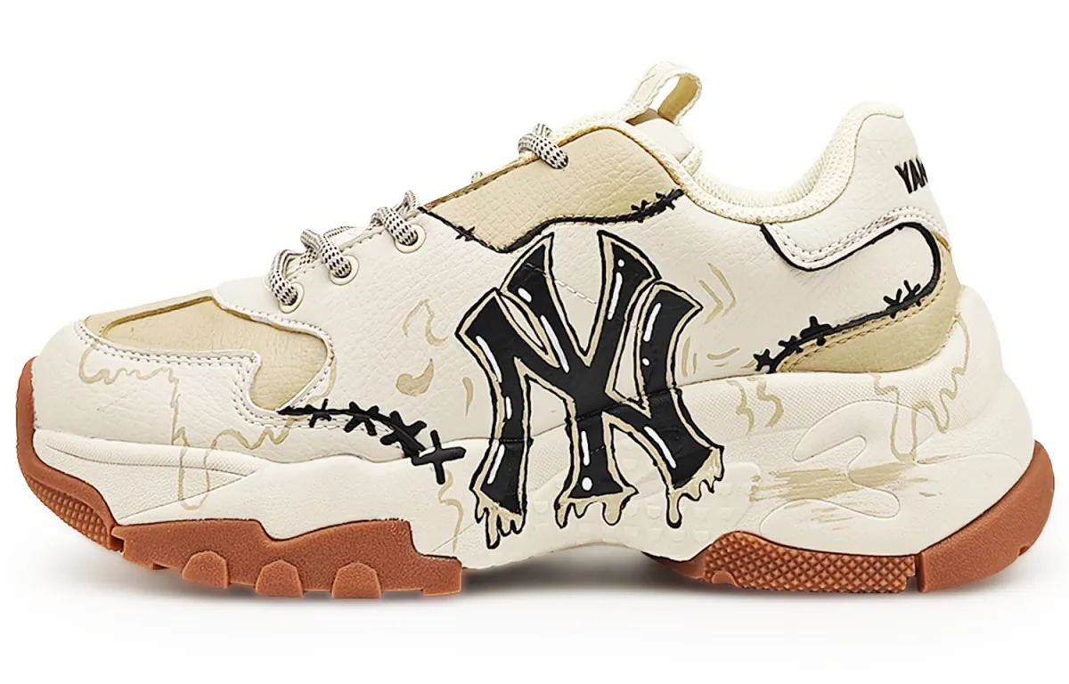 MLB Slip Resistant Support Low top Chunky Sneakers Unisex Beige Brown Black