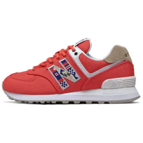 New Balance NB 574 Abrasion Resistant Low top Running Shoes Women's Beige Red B Width