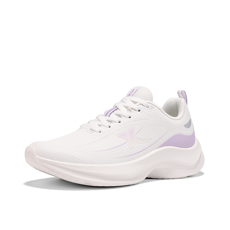 XTEP Synthetic Leather Cushioning, Wear Resistant Low top Casual Running Shoes Women’s Sail White Peony Purple