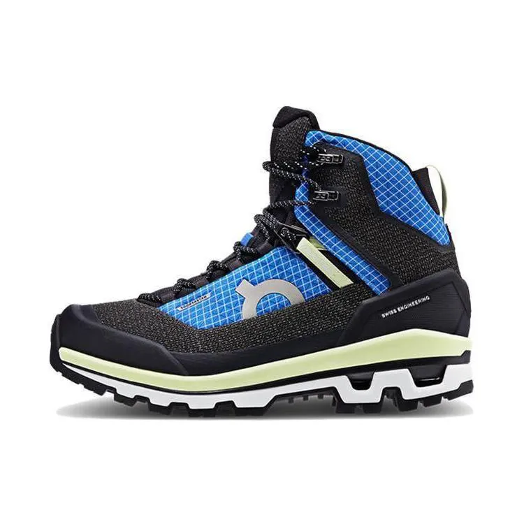 On Cloudalpine Waterproof Abrasion Resistant High top Outdoor Shoes Women's Black Blue