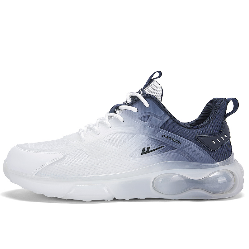Warrior Breathable Mesh Cushioning Height Increasing Low top Running Shoes Men’s White Dark Blue Black