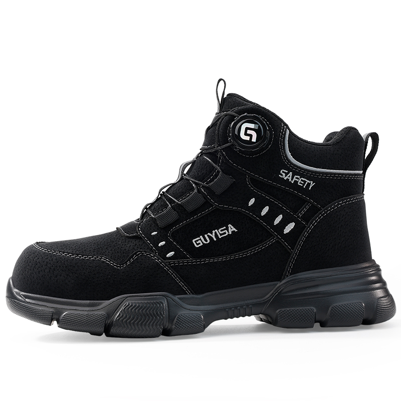 LANOUDUN Slip Resistant, Abrasion Resistant, Lightweight High top Outdoor Shoes Unisex Black