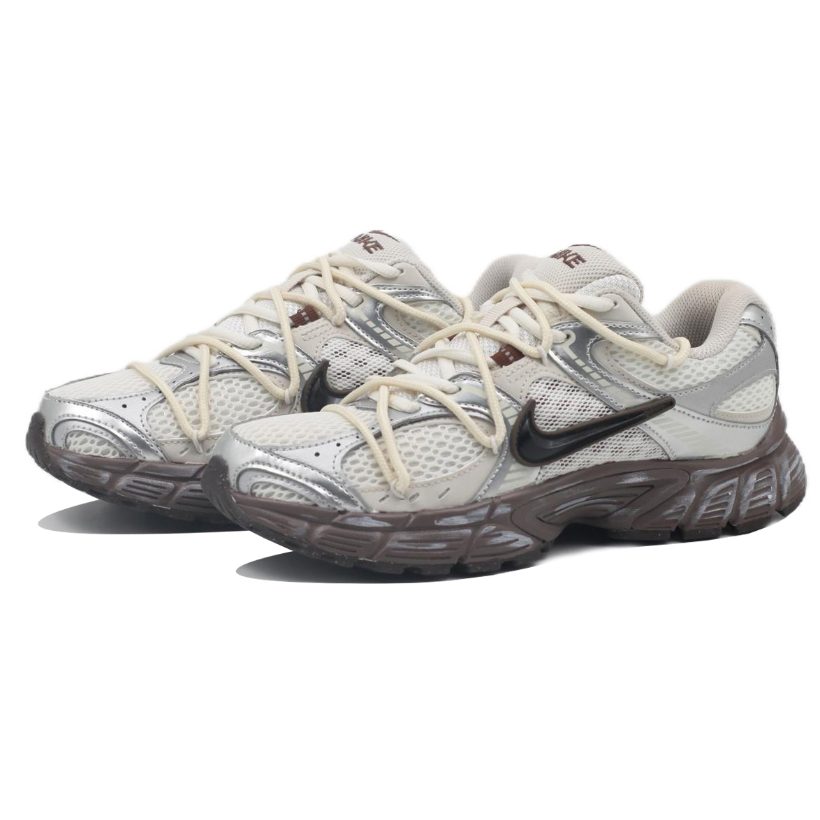 Nike V5 RNR Mesh Cushioning, Wear Resistant Low top Casual Running Shoes Unisex Beige Silver Brown