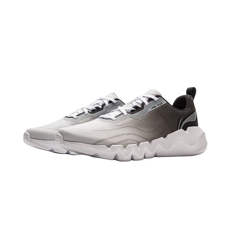 Li Ning Cushioning Slip Resistant Low top Casual Running Shoes Men’s Gray White