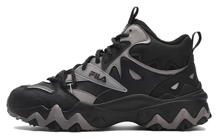 FILA Oakmont 2 Textile, Synthetic Leather Mid top Chunky Sneakers Men's Black Sky Gray