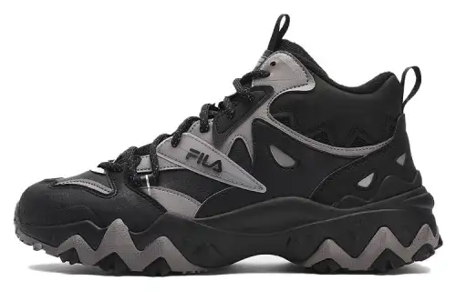 FILA Oakmont 2 Textile, Synthetic Leather Mid top Chunky Sneakers Men's Black Sky Gray