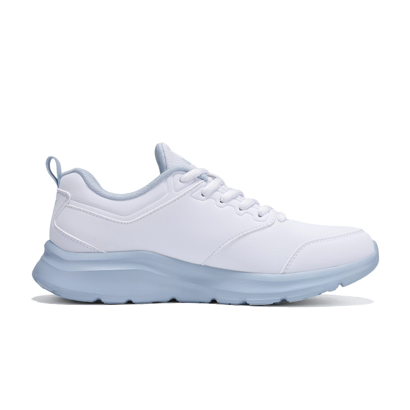XTEP Synthetic Leather Cushioning, Wear Resistant Low top Casual Running Shoes Women’s New White Dusk Dusty Blue