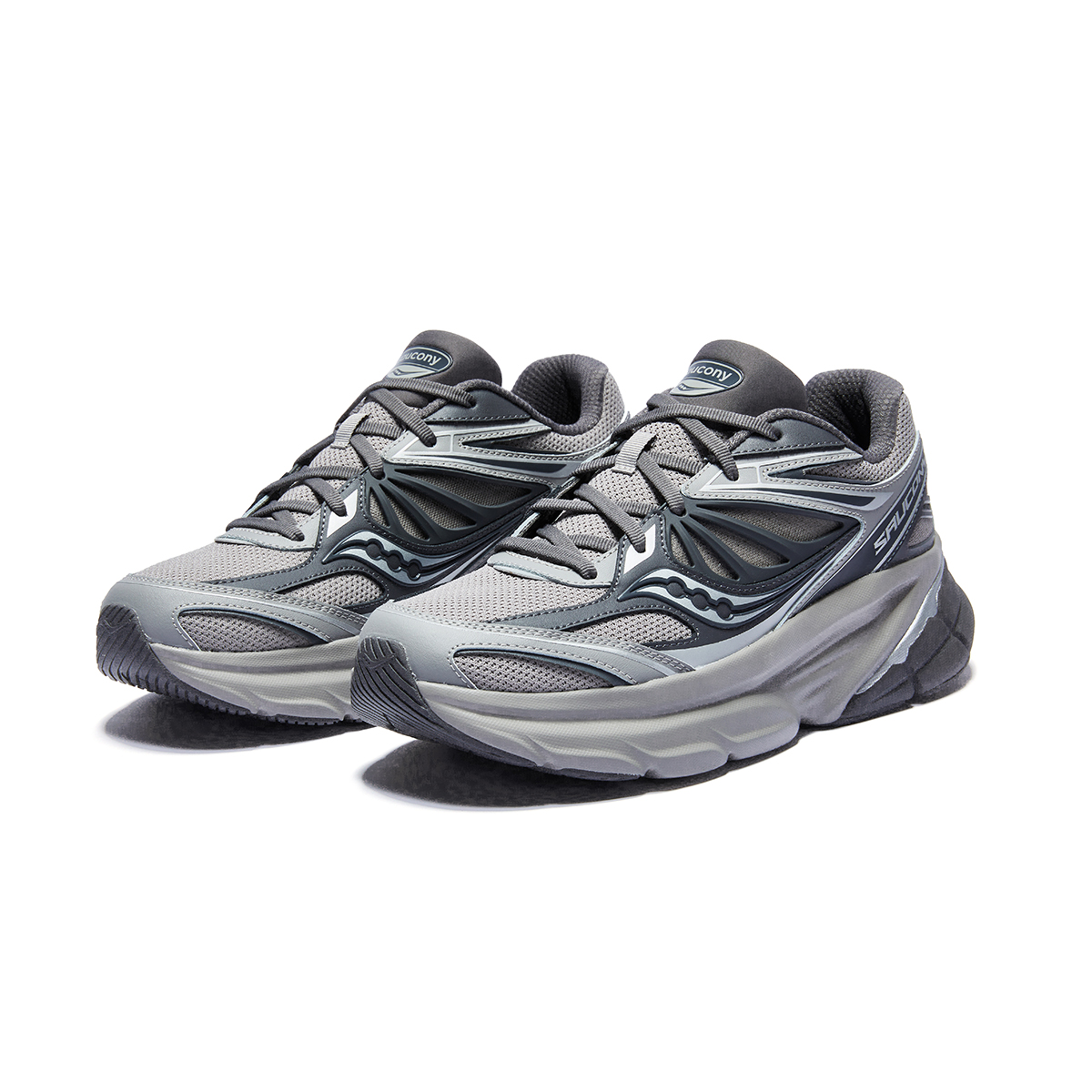 Saucony Low top Casual Running Shoes Unisex Dark Gray Silver Gray
