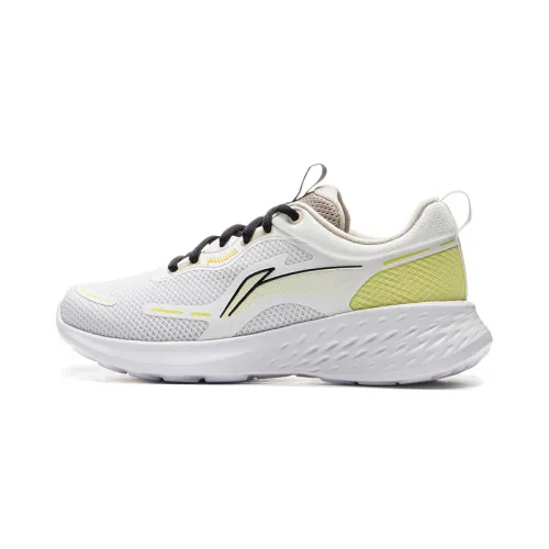 Li Ning Cushioning, Wear Resistant Low top Casual Running Shoes Women's Cloud Mist White Cyan Apple Green