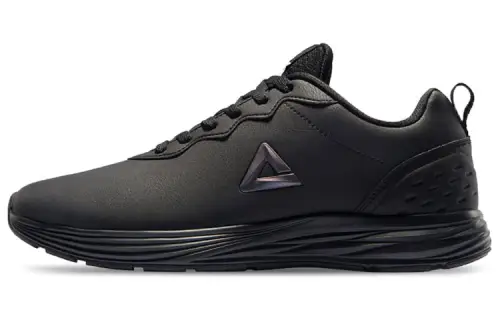 PEAK Synthetic Leather Cushioning Slip Resistant Abrasion Resistant Low top Running Shoes Men's Black