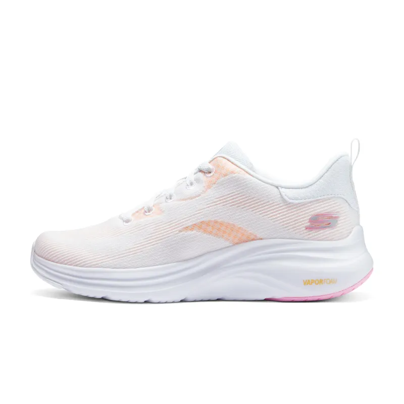 Skechers Vapor Foam Mesh Cushioning Low top Running Shoes Women's White Orange