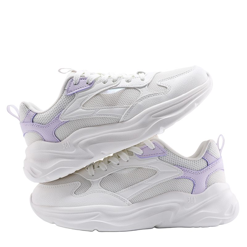 361° Lightweight Coverage Cushioning Low top Sprint Running Shoes Women’s White Purple