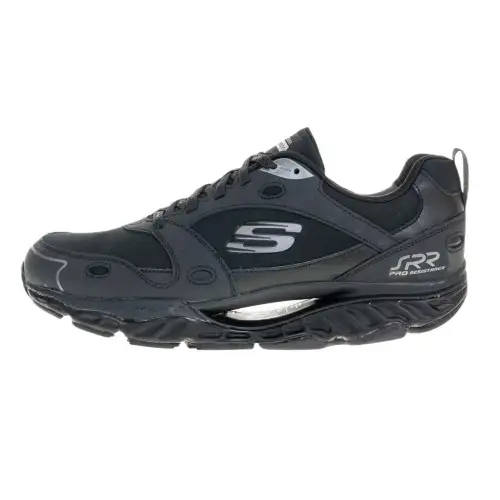 Skechers Mesh, Leather Cushioning Abrasion Resistant Rebound Low top Running Shoes Men's Black