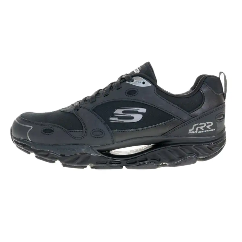 Skechers Mesh, Leather Cushioning Abrasion Resistant Rebound Low top Running Shoes Men's Black