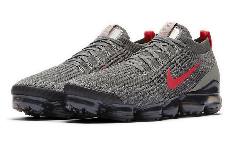 Кроссовки Nike VaporMax Flyknit 3.0 (серо-красные) — фото 3