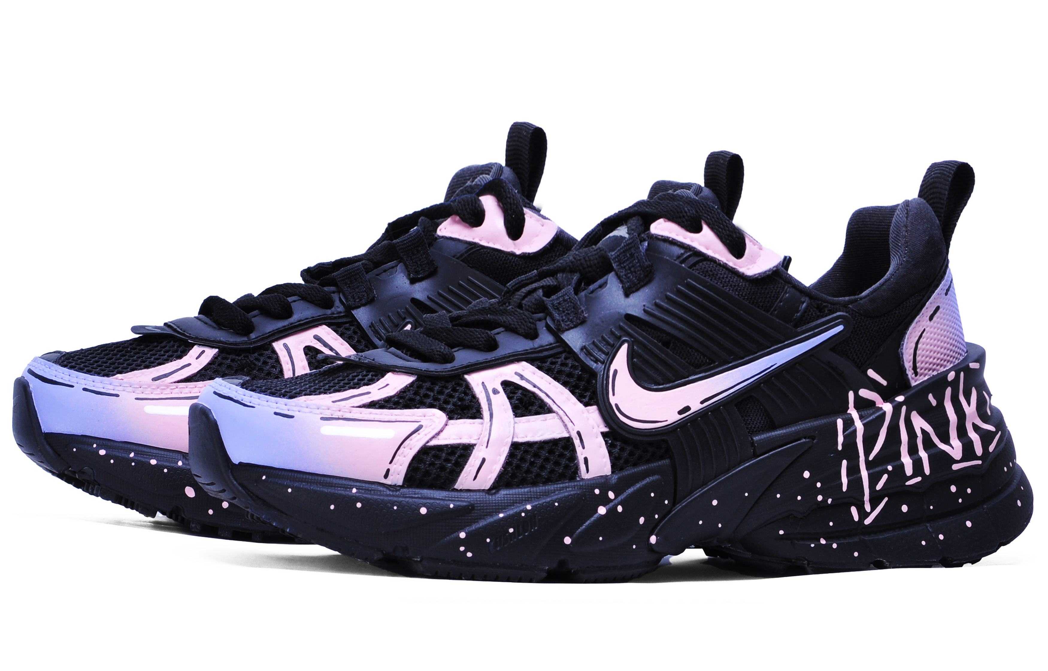 Nike V2K Run Slip Resistant And Breathable Slip Resistant And Breathable Low top Running Shoes Women’s Black Pink