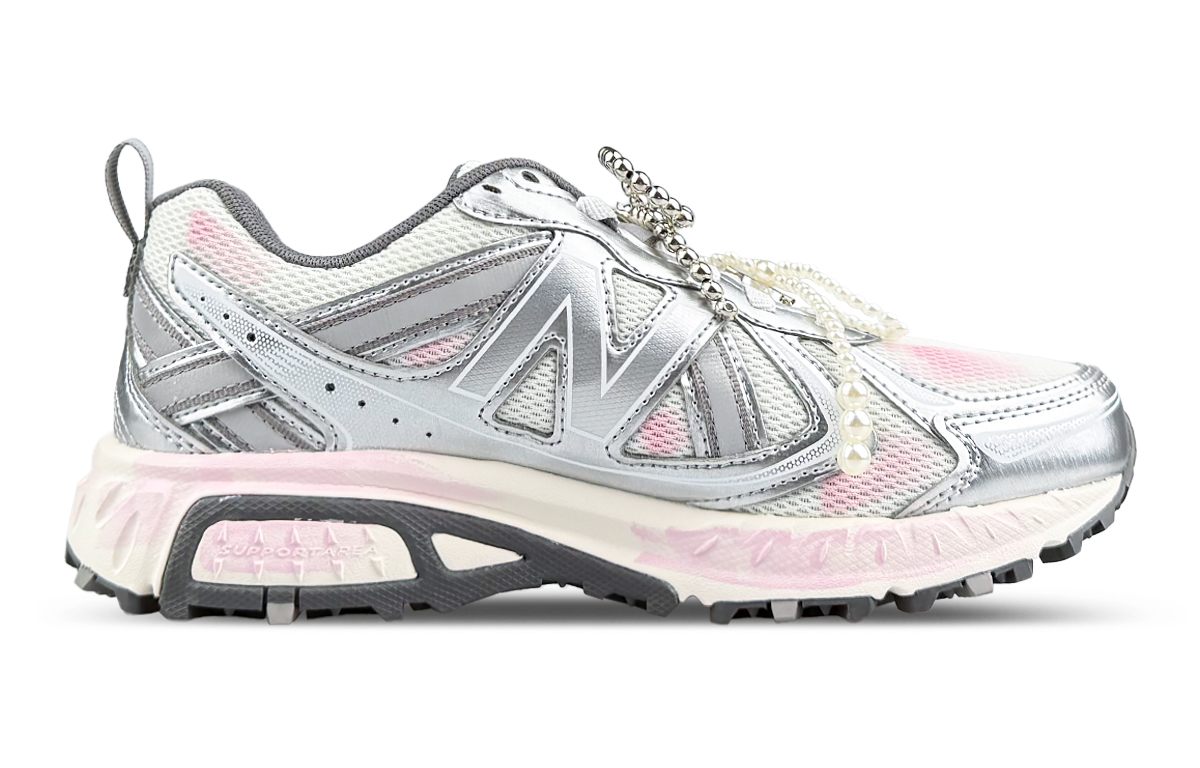 New Balance NB 410 V5 Breathable Low top Running Shoes Unisex White Silver Pink