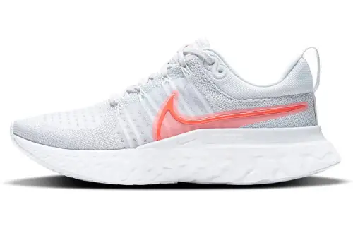 Nike React Infinity Run Flyknit 2 casual and comfortable fabric synthetic leather non-slip wear-resistant lightweight low-top training running shoes women's silver orange