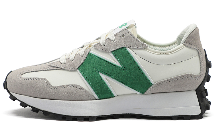 New Balance NB 327 retro two-layer cowhide artificial leather low-top casual running shoes women's white gray green