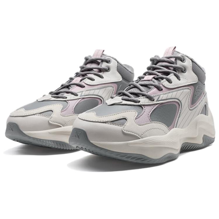 XTEP Lightning 5.0 Fleece Lined Comfortable Slip Resistant Thermal Low top Casual Running Shoes Women’s Gray Purple