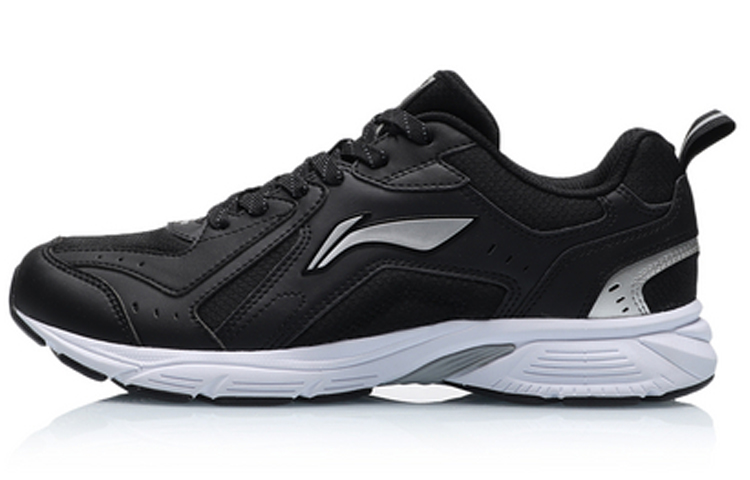 Li Ning Cushioning Slip Resistant Abrasion Resistant Low top Running Shoes Men's Black White