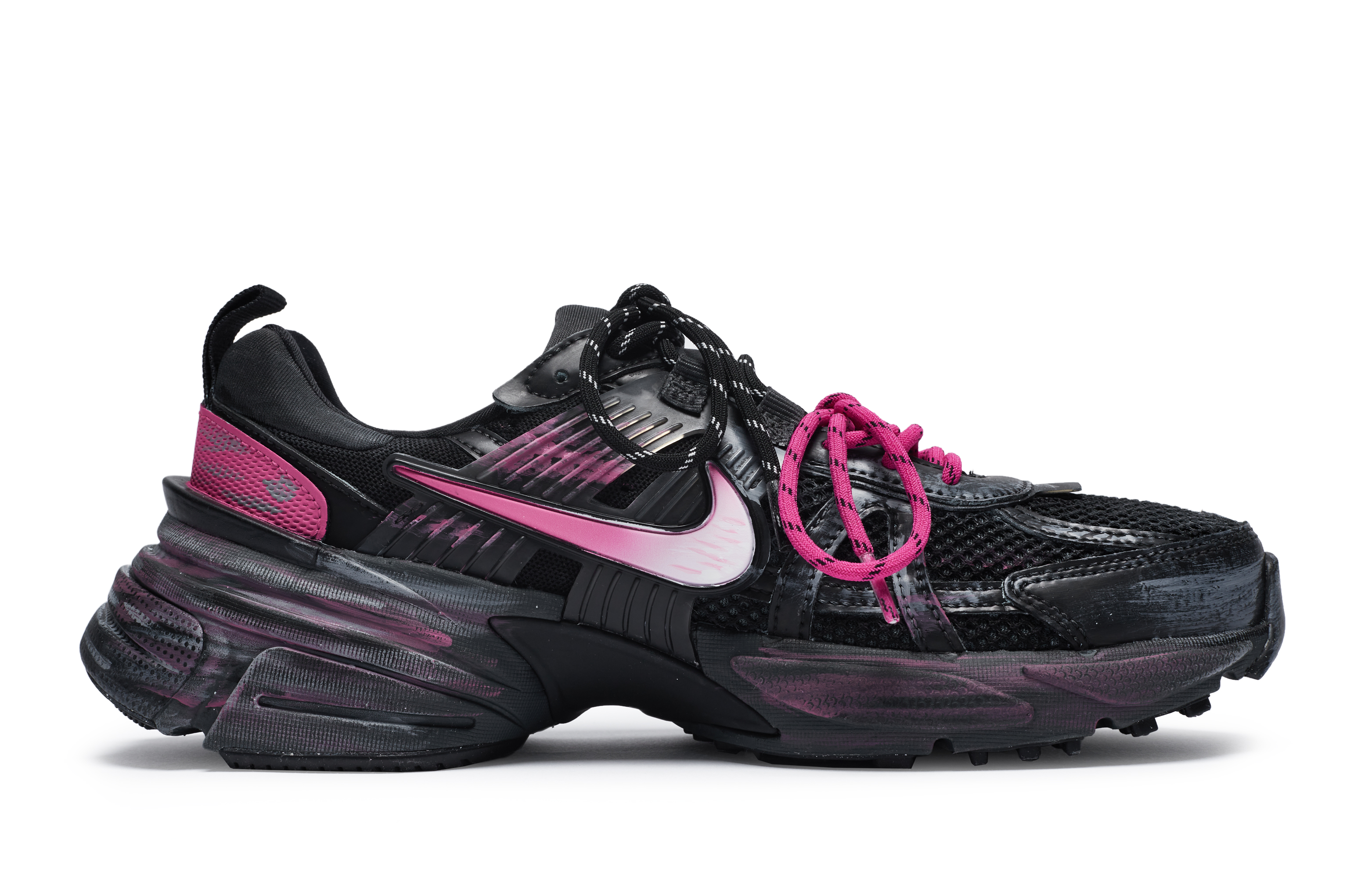 Nike V2K Run Slip Resistant Abrasion Resistant Low top Running Shoes Unisex Black Pink