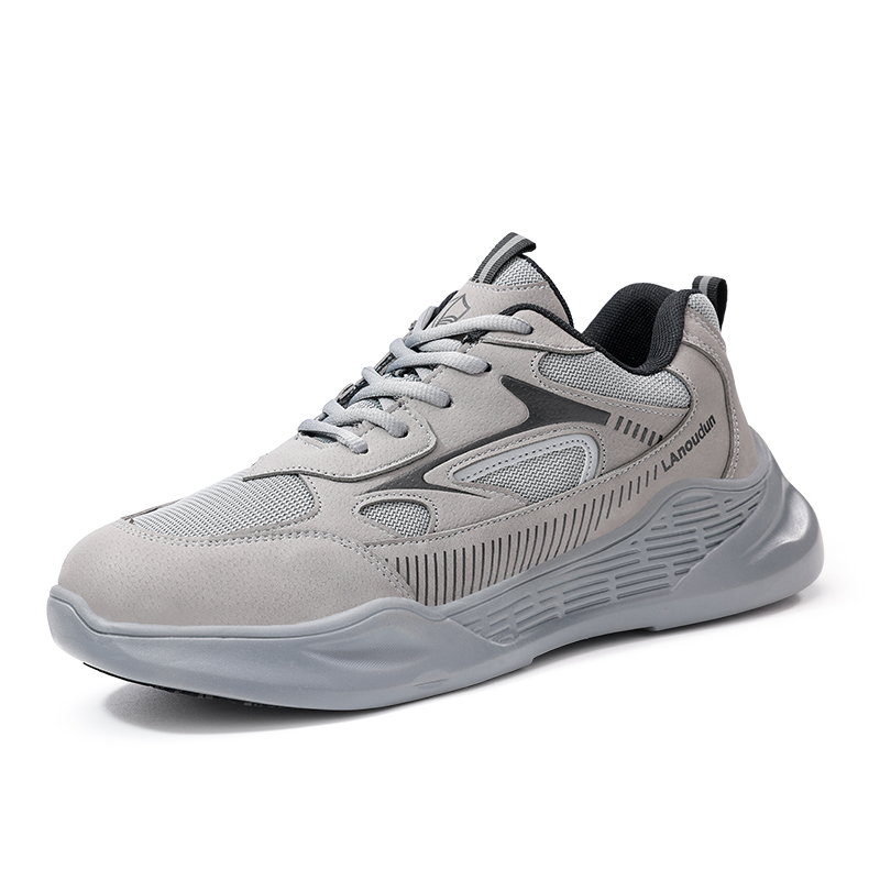 LANOUDUN Slip Resistant, Abrasion Resistant, Lightweight Low top Outdoor Shoes Men’s Light Gray