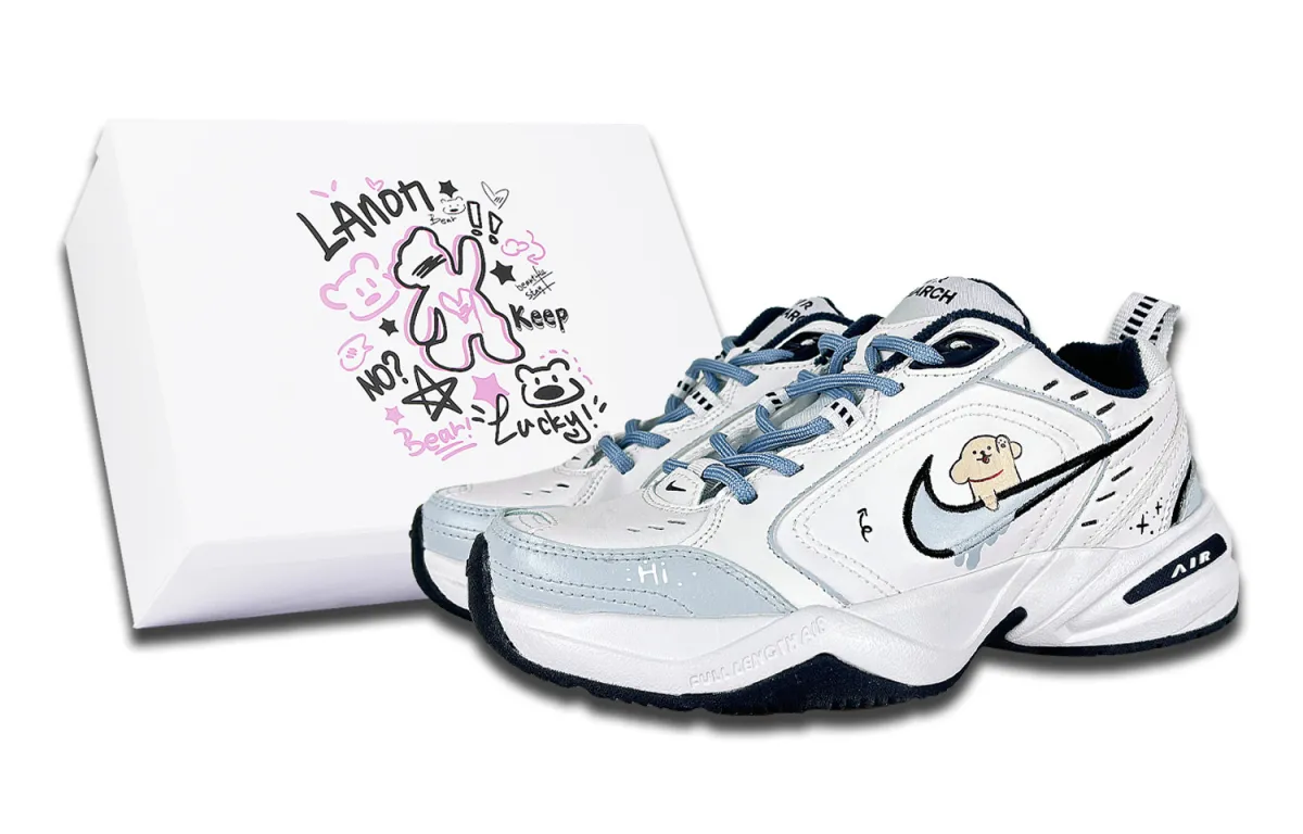 Nike Air Monarch 4 Blue Dog Slip Resistant Slip Resistant Low top Chunky Sneakers Unisex Blue White