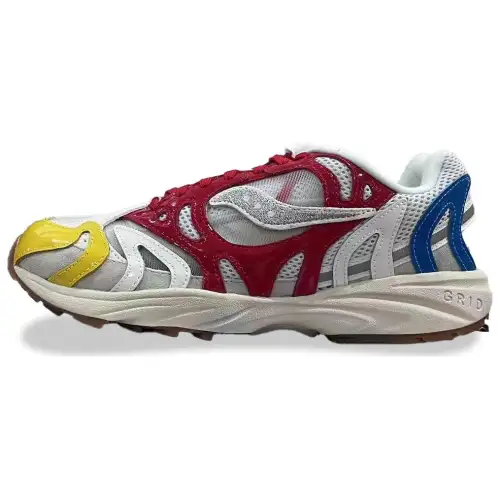 Saucony Grid Azura 2000 Cushioning Abrasion Resistant Low top Casual Running Shoes Unisex Red Yellow Blue