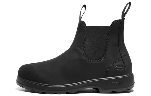 Skechers Relaxed Fit Top Grain Cow Leather Comfortable And Breathable Men's Casual Shoes Men's All Black